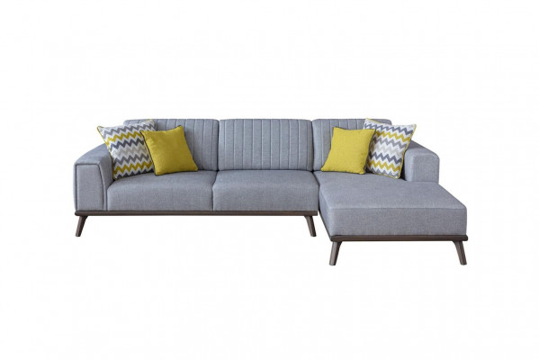 Graues L-Form Ecksofa Wohnzimmer Wohnlandschaft Polster Sofas Couchen