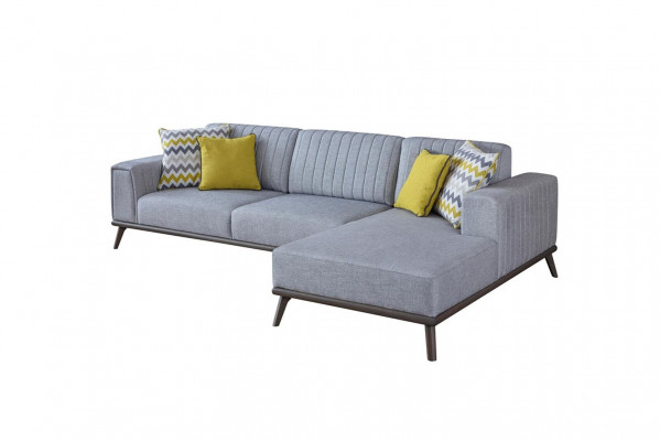 Graues L-Form Ecksofa Wohnzimmer Wohnlandschaft Polster Sofas Couchen