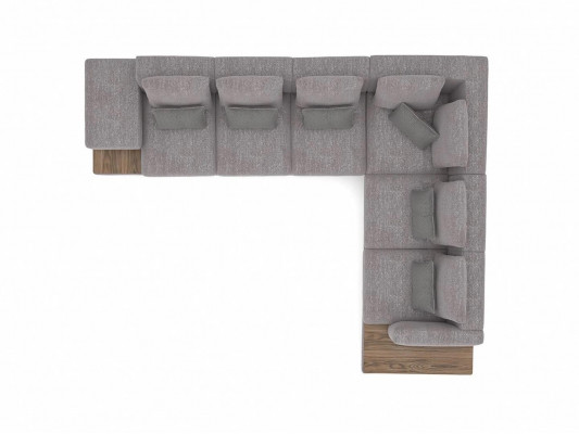 Luxus Grau Polstersofa L-Form Holz Couchtisch mit Beistelltisch Wohnzimmer