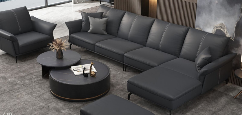 Wohnzimmer L-Form Schwarz Modern Luxus Multifunktion Sofa Couch