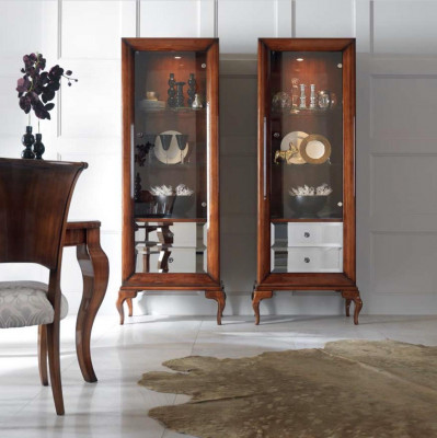 Vitrine Schränke Vitrinen Holz Luxus Wohnzimmer Möbel Schrank Braun Barock Neu