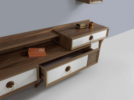 Wohnzimmer Wohnwand rtv Lowboard Holz Braun Möbel Fernseh Neu Modern