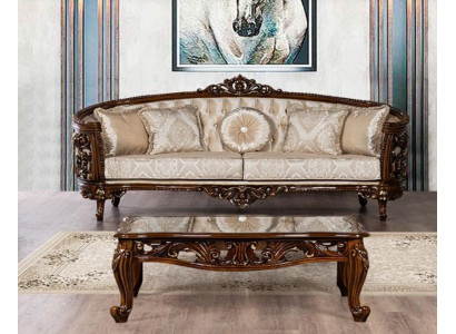 Dreisitzer Sofa 3 Sitz Klassische Möbel Sofas Stoff Stil Barock Rokoko Luxus Neu