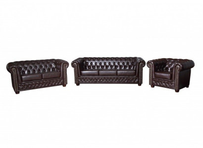 Chesterfield Sofagarnitur 3+2+1 Yorki Couch Polster Set Sofas Couchen Neu