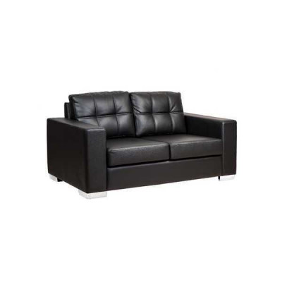 Schwarzer Wohnzimmer 2-Sitzer Luxus Leder Relax Couch Modernes Design