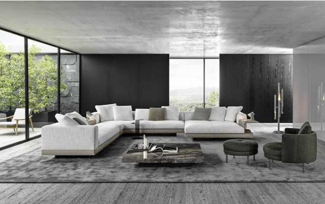 U-Form Sofa Modern Ecksofa Polstercouch Textil Wohnlandschaft Eckgarnitur