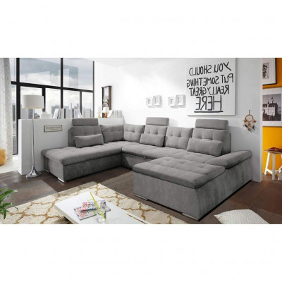 Ecksofa U-Form Sofa Wohnlandschaft Garnitur Bettfunktion Polster Design