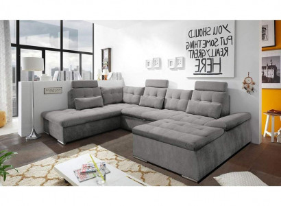 Ecksofa U-Form Sofa Wohnlandschaft Garnitur Bettfunktion Polster Design