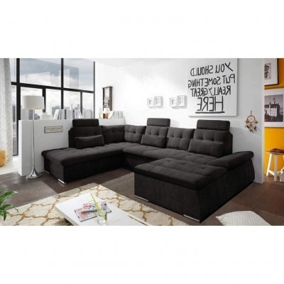 Ecksofa U-Form Sofa Design Polster Modern Textil Bettkasten Bettfunktion