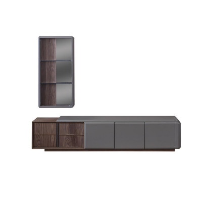 Designer Wohnzimmer set TV-Schrank mit Exclusive Wandregal Regal 2tlg.