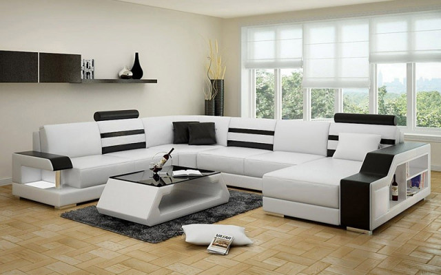 Ecksofa Sofa Couch Polster Eckgarnitur Wohnlandschaft Leder Desing Eck U Form