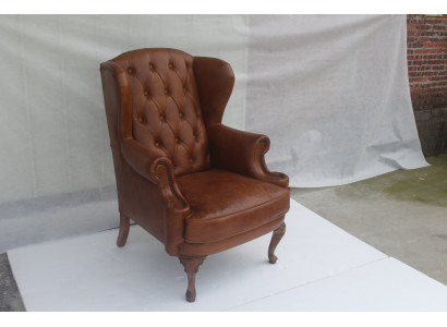 Chesterfield Leder Sessel Ohrensessel Vintage Clubsessel Chefsessel Ohrensessel