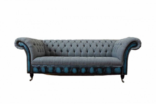 Chesterfield Sofa Polster Designer Couchen Sofas Garnitur Dreisitzer Grau