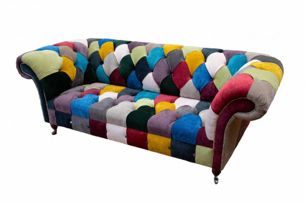 Chesterfield Sofa Polster Design Mehrfarbig Sitz Textil Couch Wohnzimmer