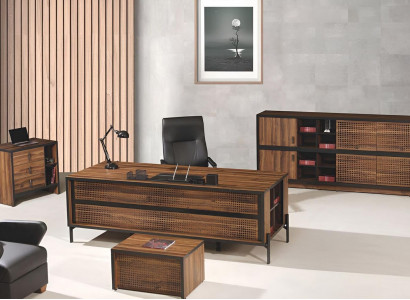 Büromöbel Komplettbüro Schreibtisch Büro Bürotisch Set 4tlg Holz Braun