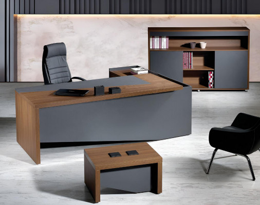 Eckbürotisch Komplette Büro Bürotisch Set 3tlg Holz Büromöbel Grau