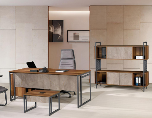 Eckbürotisch Komplette Büro Bürotisch Set 3tlg Holz Büromöbel Braun