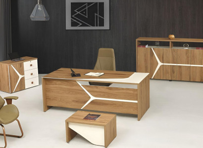 Modern Komplettbüro Schreibtisch Büro Bürotisch Set 4tlg Holz Braun