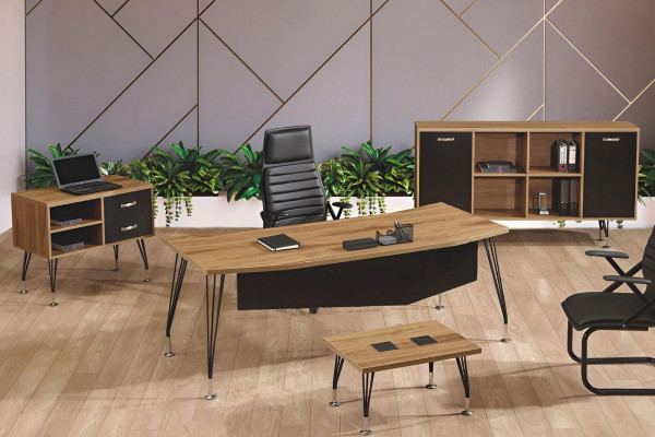 Büromöbel Komplettbüro Schreibtisch Büro Bürotisch 4tlg Holz Schwarz