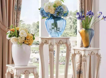 Blumenständer klassischer Stil Wohnzimmer Luxus Ständer Ablage Säule 3tlg