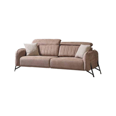 Beiges Wohnzimmer Stoffsofa Luxuriöser Sessel 3-Sitzer Einsitzer 2tlg