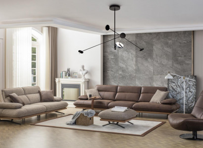 Sofagarnitur Sofa 4+3+1 Sitzer Sessel Luxus Kunstleder Braun Gruppe