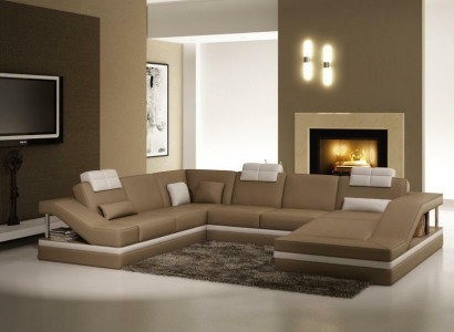 Ecksofa Ledersofa Polster Sofa Wohnlandschaft Couch Eckgarnitur U Form