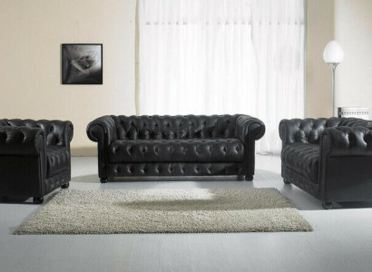 Chesterfield Couchen Sofas Leder 3+2 Sitzer Sofagarnitur Garnituren Set