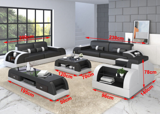 Sofagarnitur 3+3 Sitzer Set Design Sofas Polster Couchen Leder Relax