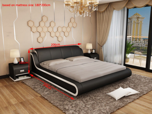 Lederbett Design Doppelbett Betten Bett Leder Polster Schlafzimmer Ehe