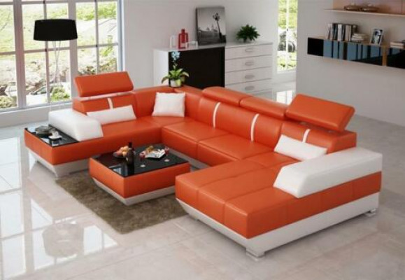 Design Wohnlandschaft U Form big Ecksofa Sofa Couch Polster xxl Garnitur