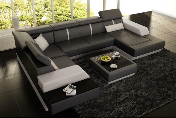 Design Wohnlandschaft U Form big Ecksofa Sofa Couch Polster xxl Garnitur