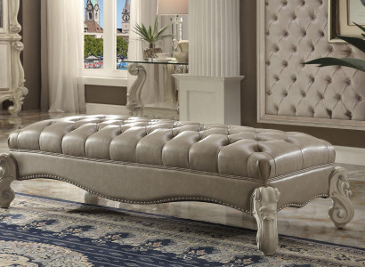 Hocker Beistell Chaiselounge Fußhocker Chesterfield Leder Ottomane Barock Rokoko