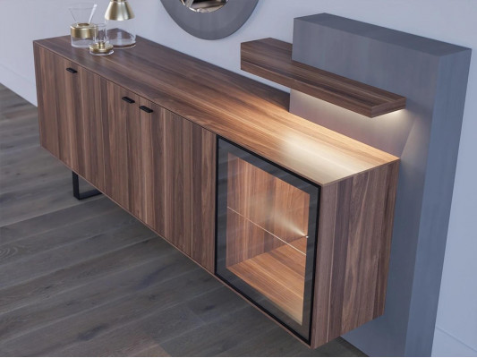 Essgruppe Esszimmer Möbel Esstisch 4x Stühle Luxus Sideboard mit Spiegel