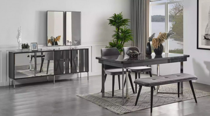 Komplett Set Esstisch 4x Stühle Esszimmer Set Ess Gruppe Sideboard 8tlg