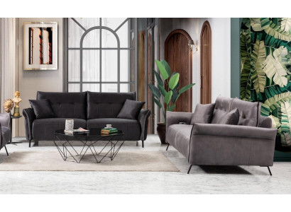 Sofagarnitur Set 2 tlg Wohnzimmer 2x Sofa Couch Dreisitzer Modern Möbel