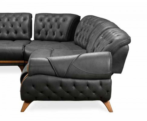 Wohnzimmer Leder Schwarz Sofa Sofas L-Form Sitz Farbe Ecksofa Couch