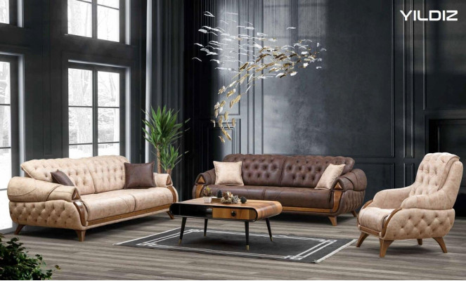 Dreisitzer Stoff Sofa Couch Polster Möbel Klassisch Wohnzimmer Design