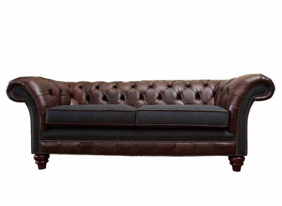 Braune Chesterfield englisch klassischer Stil Sofa Couch 3 Sitz Polster 230cm