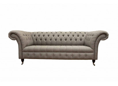 Beige Chesterfield englisch klassischer Stil Sofa Couch 3 Sitz Polster 230cm