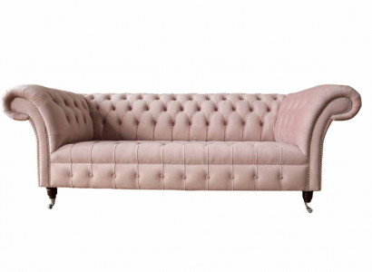 Chesterfield 3 Sitzer Rosa Design Couchen Polster Sofas Stoff Textil