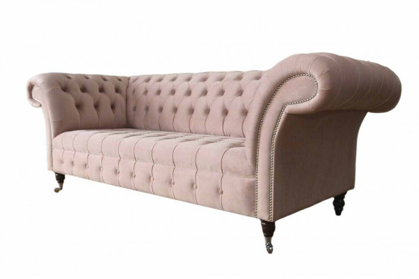 Chesterfield 3 Sitzer Rosa Design Couchen Polster Sofas Stoff Textil