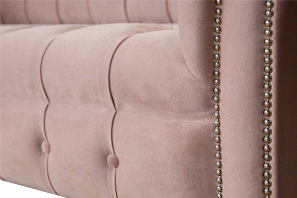 Chesterfield 3 Sitzer Rosa Design Couchen Polster Sofas Stoff Textil