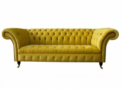 Chesterfield 3 Sitzer Polster Couch Stil Couchen Textil Stoff Sofa Neu