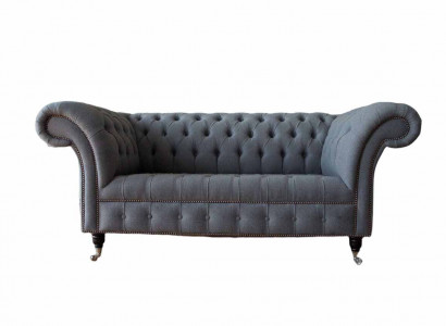 Englische Chesterfield Büro Sitzmöbel Einrichtung Sofa Couch 2 Sitz Textil