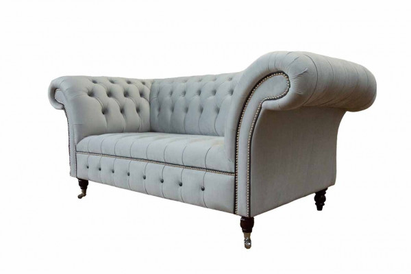 Chesterfield Couch Polster Möbel Zweisitzer Grau Couchen Sofas Leder