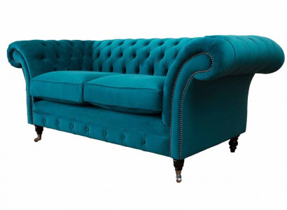 Chesterfield 2 Sitzer Couch Polster Sitz Textil Stoff Couchen Sofa Neu