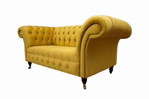 Chesterfield Couch Sofa Polster 2 Sitzer Wohnzimmer Couchen Sitz Gelb