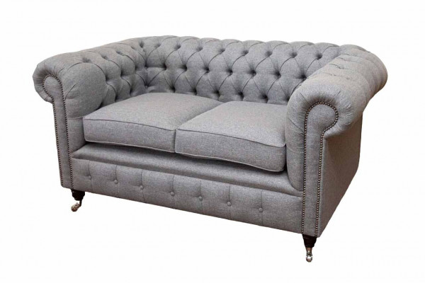 Chesterfield Büro Sitzmöbel Einrichtung Sofa Couch 2 Sitz Textil Graue