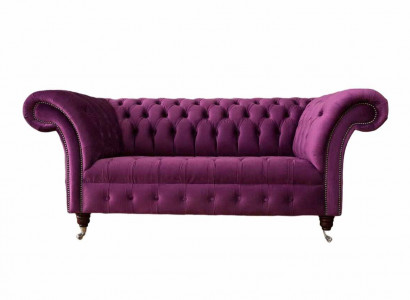 Englische Chesterfield Büro Sitzmöbel Einrichtung Sofa Couch 2 Sitz Violett